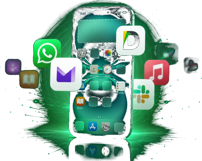 iPhone with floating app icons for iMazing .ipa download and install