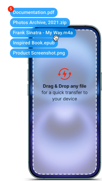 iPhone drag and drop file transfer with document types