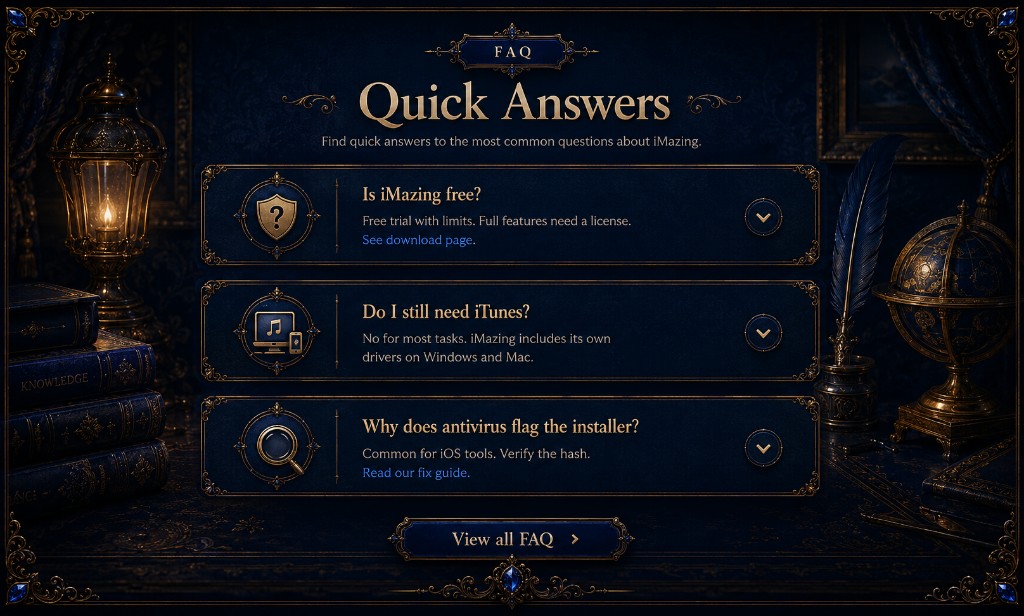 Decorative background for iMazing FAQ section
