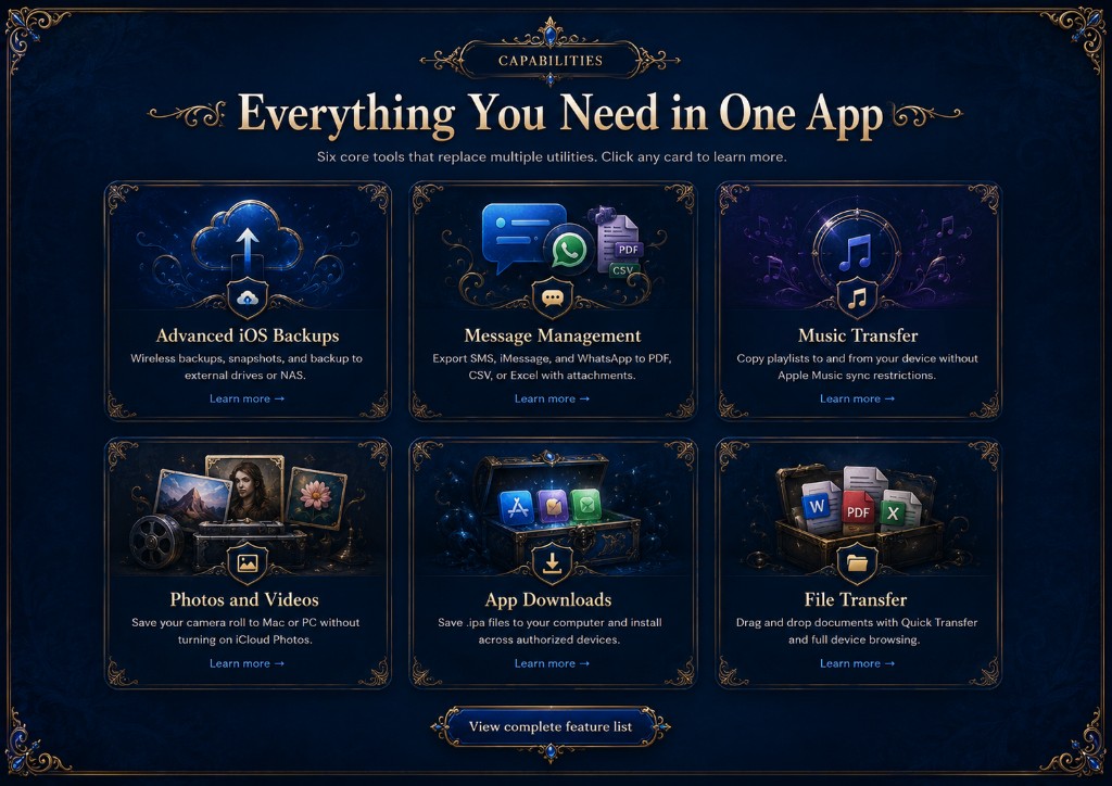 Decorative background for iMazing features section